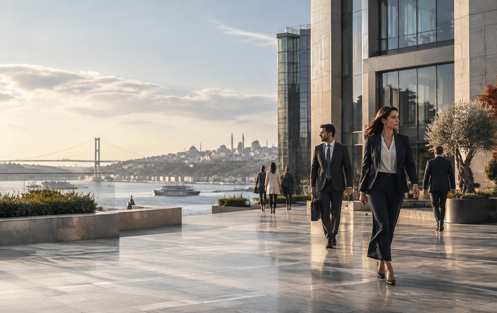İstanbul iş merkezinde hareketli bir iş günü